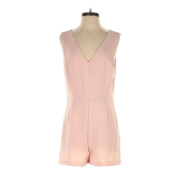 Bcbgeneration Solid Light Pink Tank V Neck Mini Jumpsuit Romper 10 Medium - Picture 1 of 4